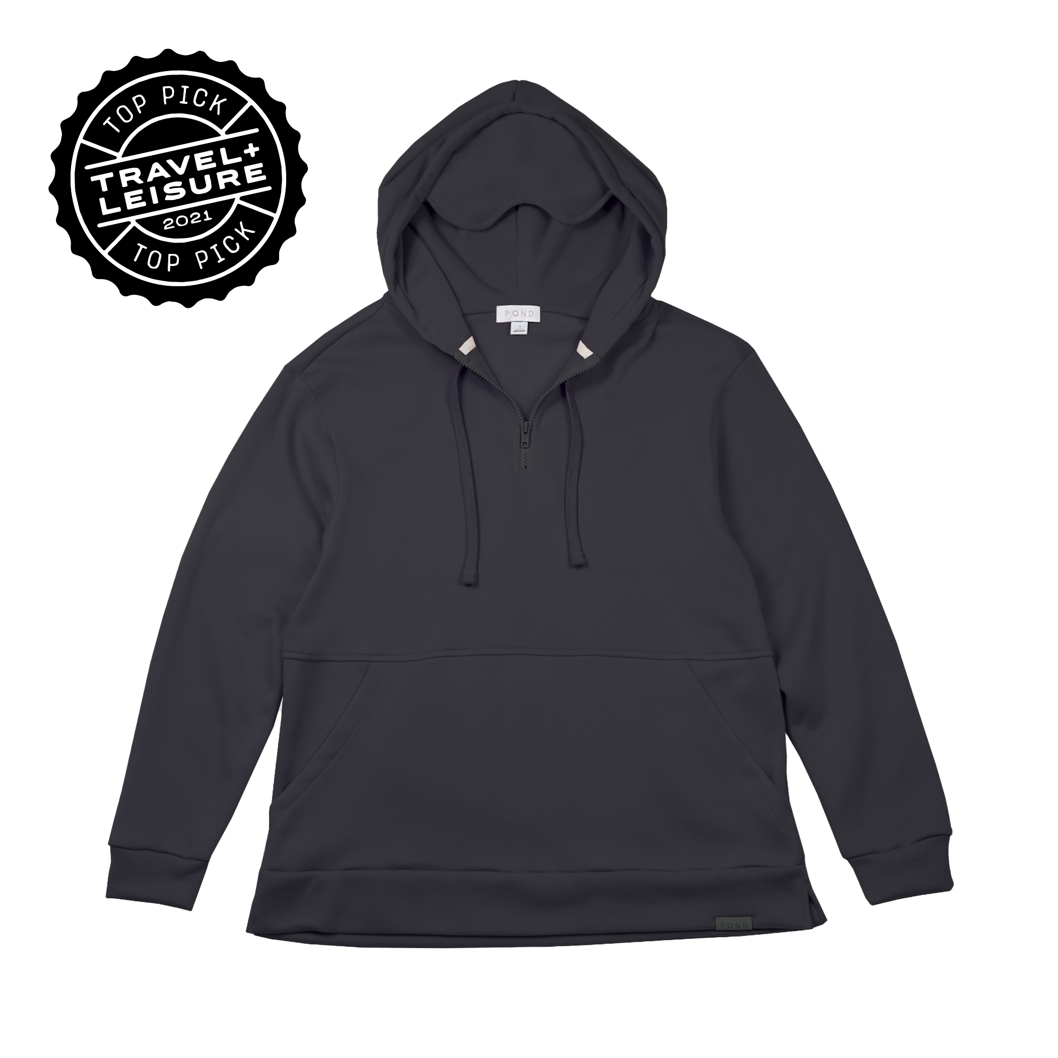 Quarter Zip Travel Essential Hoodie - Black