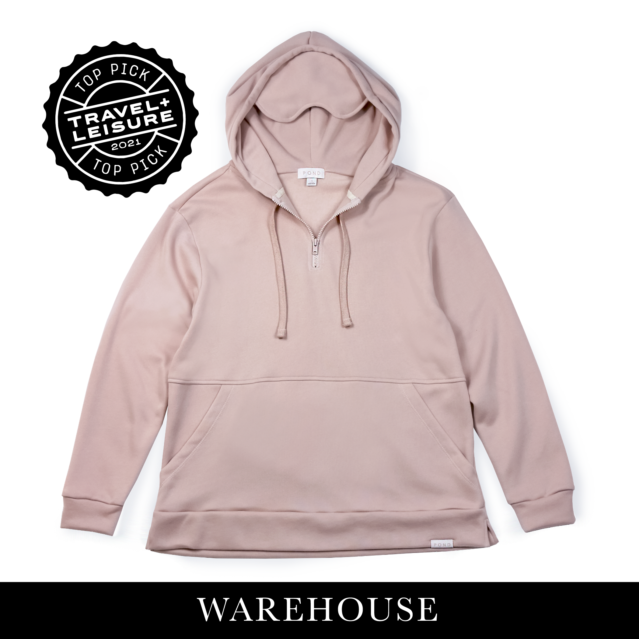 Quarter Zip Essential Travel Hoodie - Rose