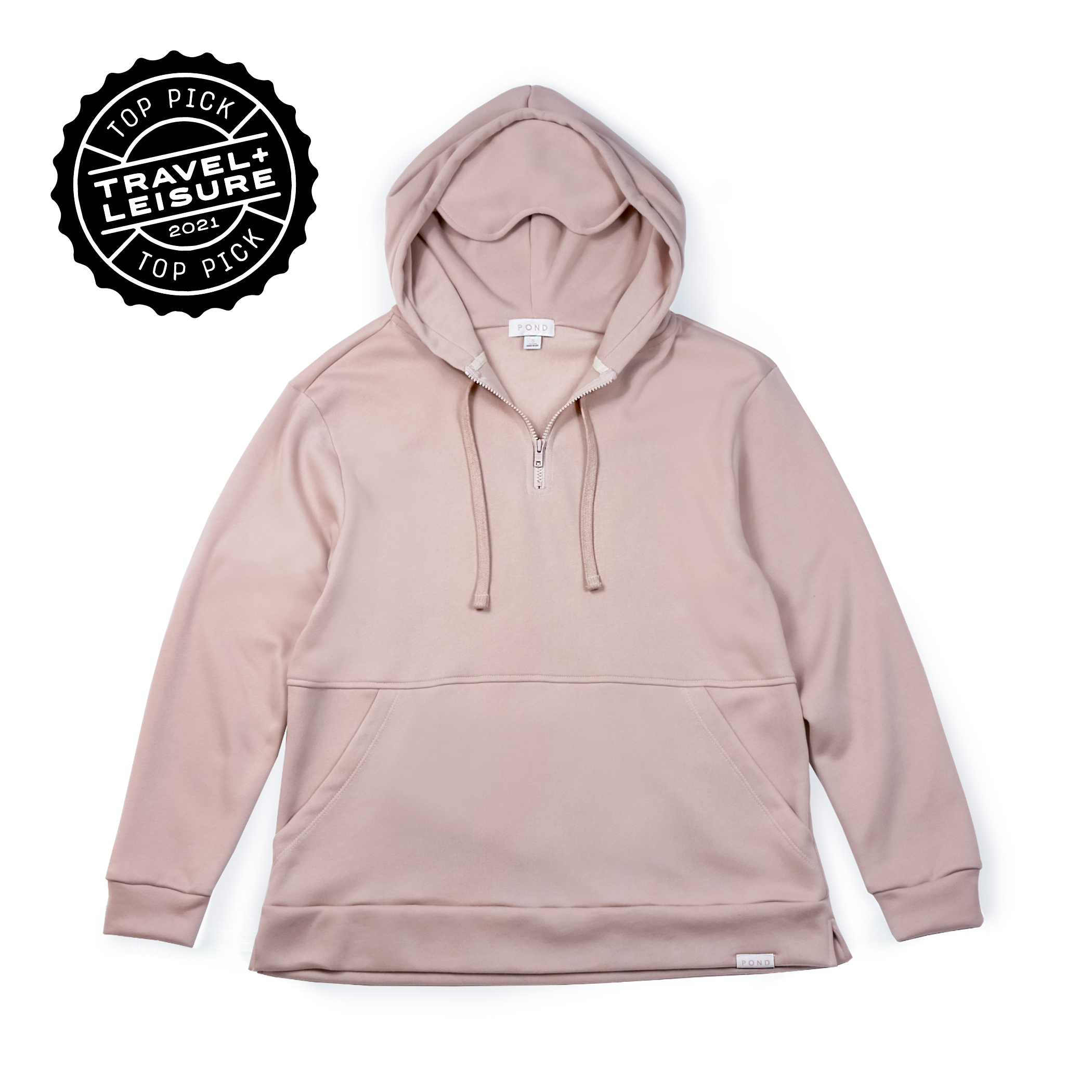 Quarter Zip Travel Essential Hoodie - Rose