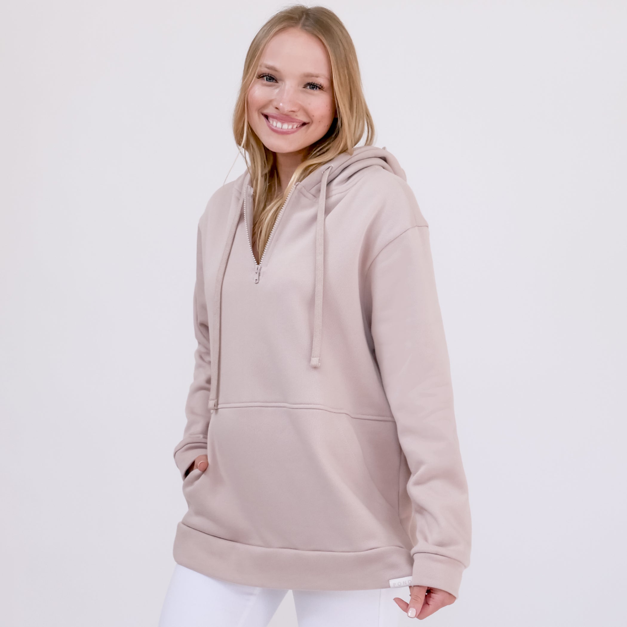 Quarter Zip Travel Essential Hoodie - Rose