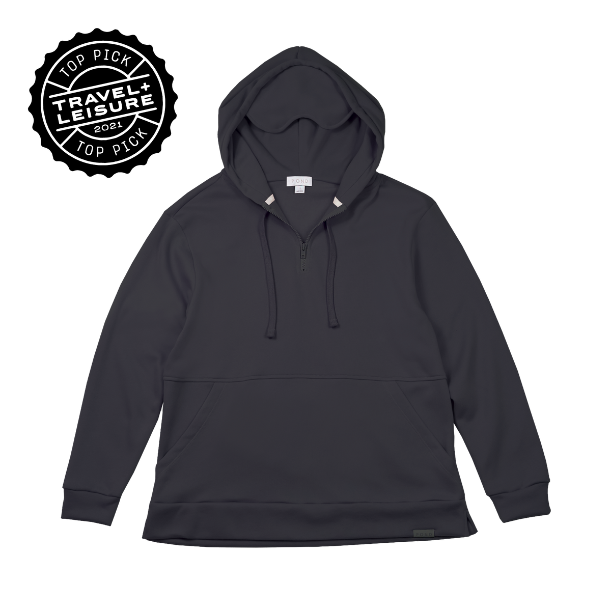 Quarter Zip Essential Travel Hoodie - Black