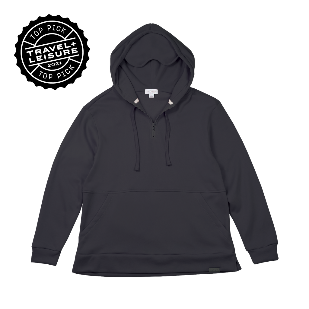 Quarter Zip Essential Travel Hoodie - Black