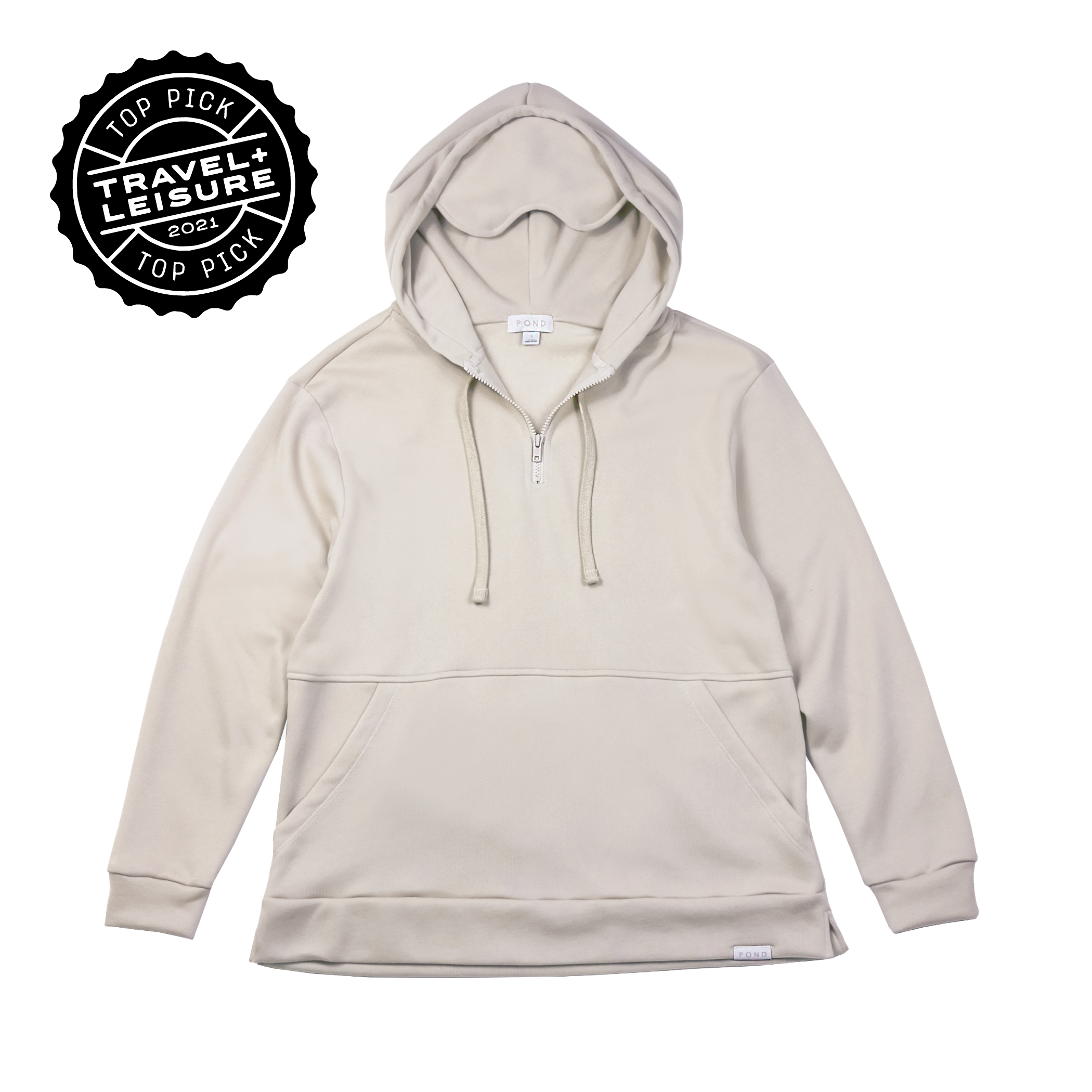 Quarter Zip Travel Essential Hoodie - Cream