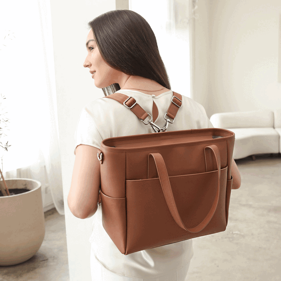 Women's Laptop Tote Backpack Black Transform Tote by Pond LA